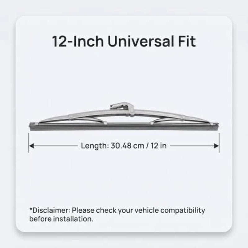 Stainless Steel Wiper Blade 12 in, Universal Windshield Wiper for Cars – image 4