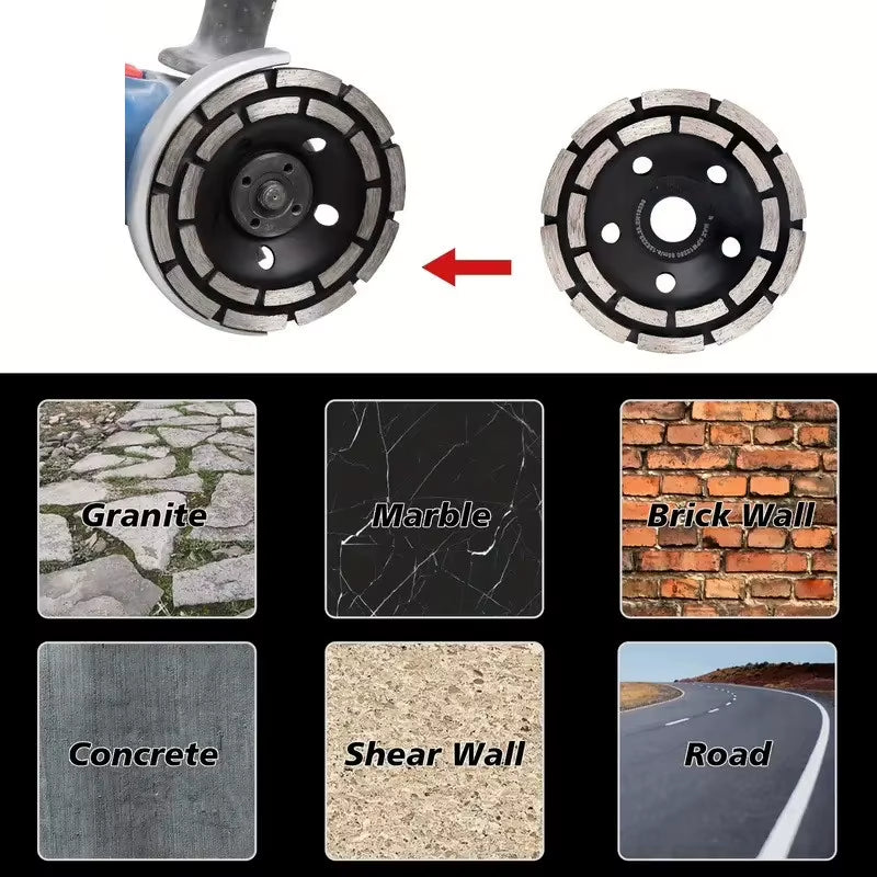 Construction Diamond Cup Grinding Wheel 4 in - Double Row Concrete Disc – image 6