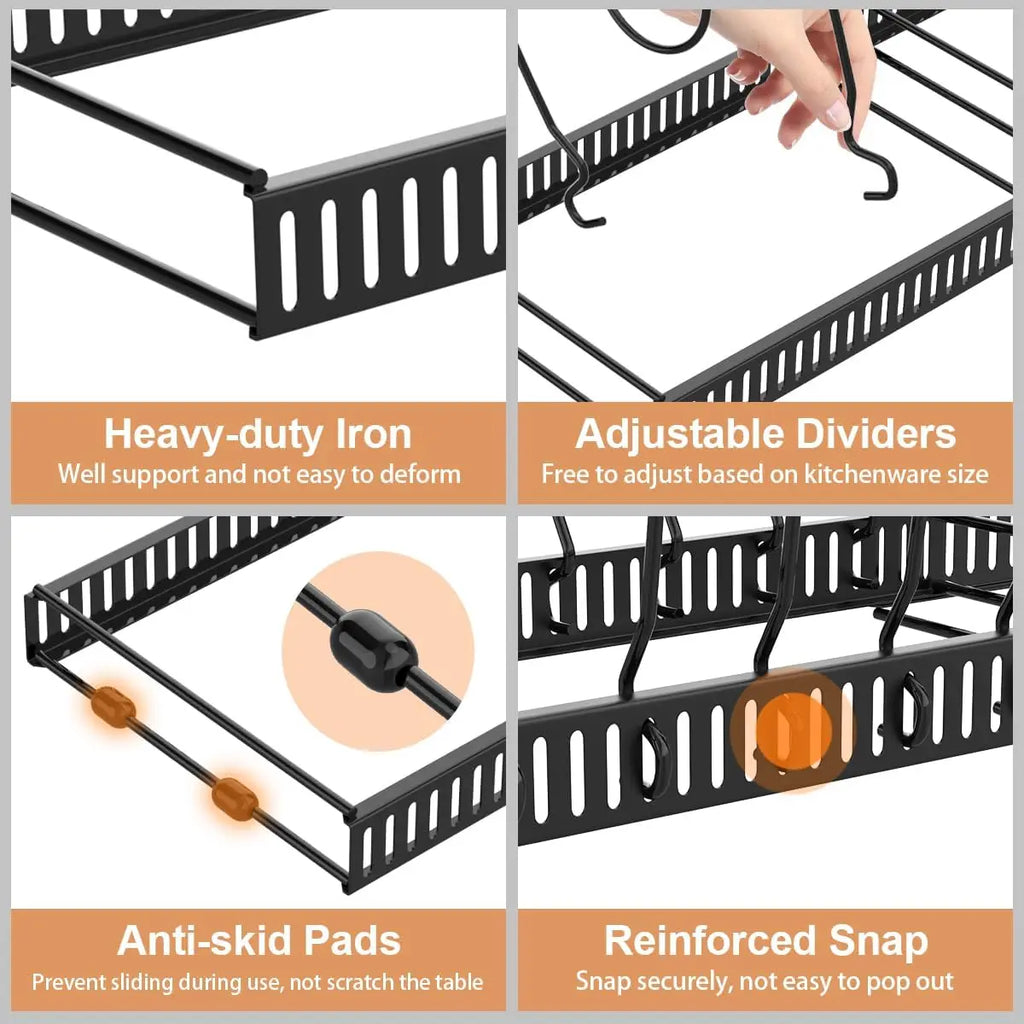 Pot and Pan Organizer Rack, Expandable with 10 Adjustable Dividers – image 4