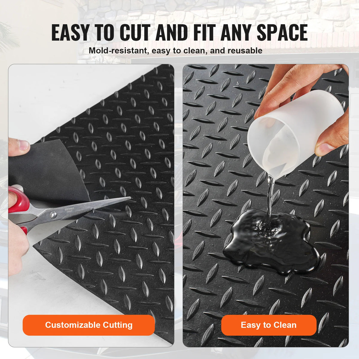 Garage Floor Mat Roll, Diamond-Plate Rubber 4 x 10 ft, 3 mm – image 5