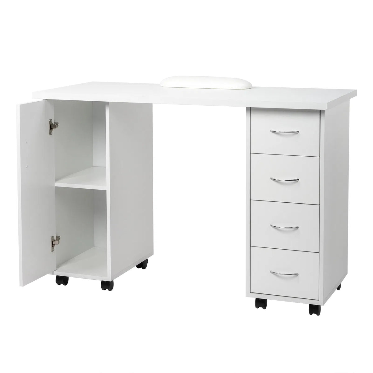 White Manicure Nail Table with Wrist Rest and Drawers – image 13