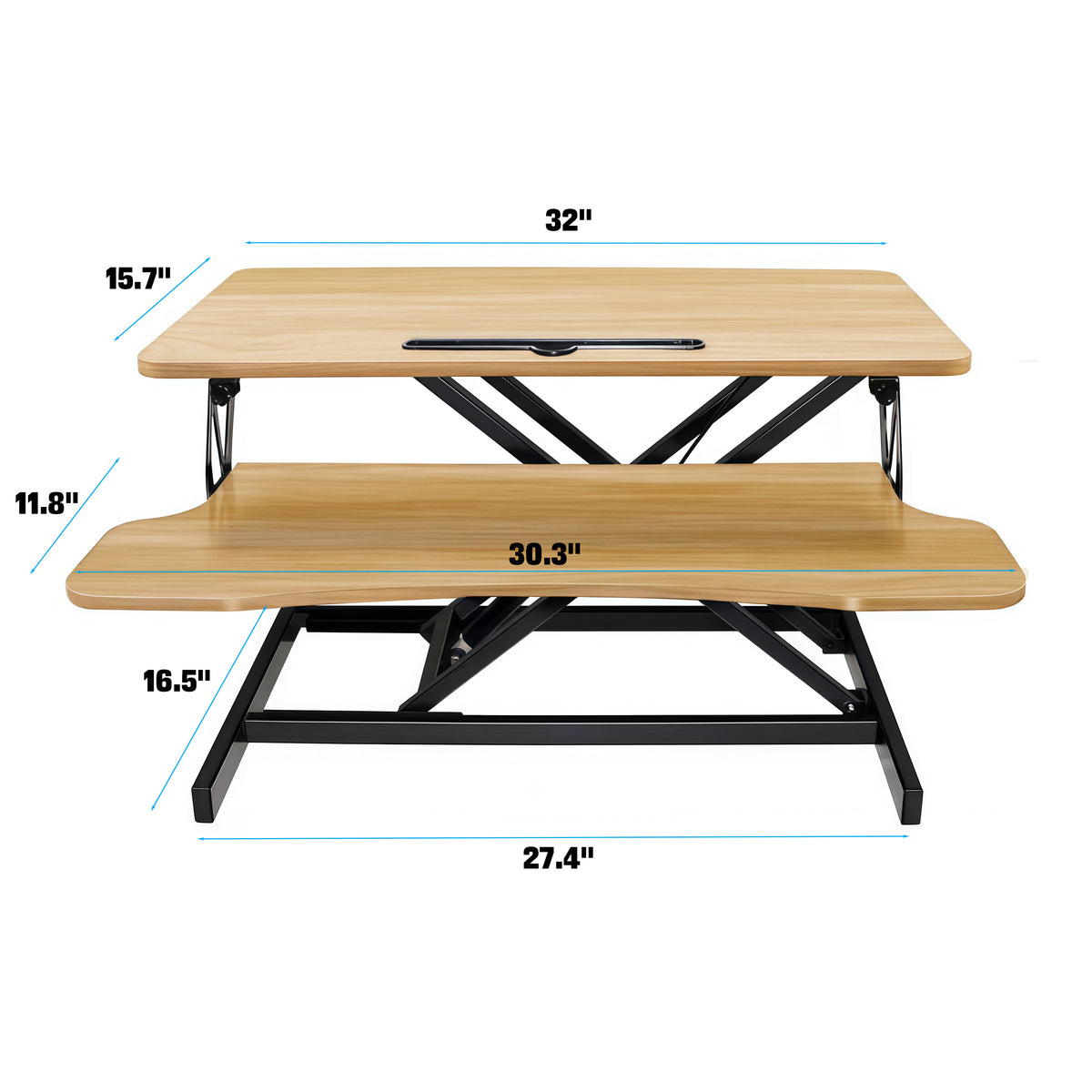 32 in Standing Desk Converter with Keyboard Tray, Height Adjustable – image 2
