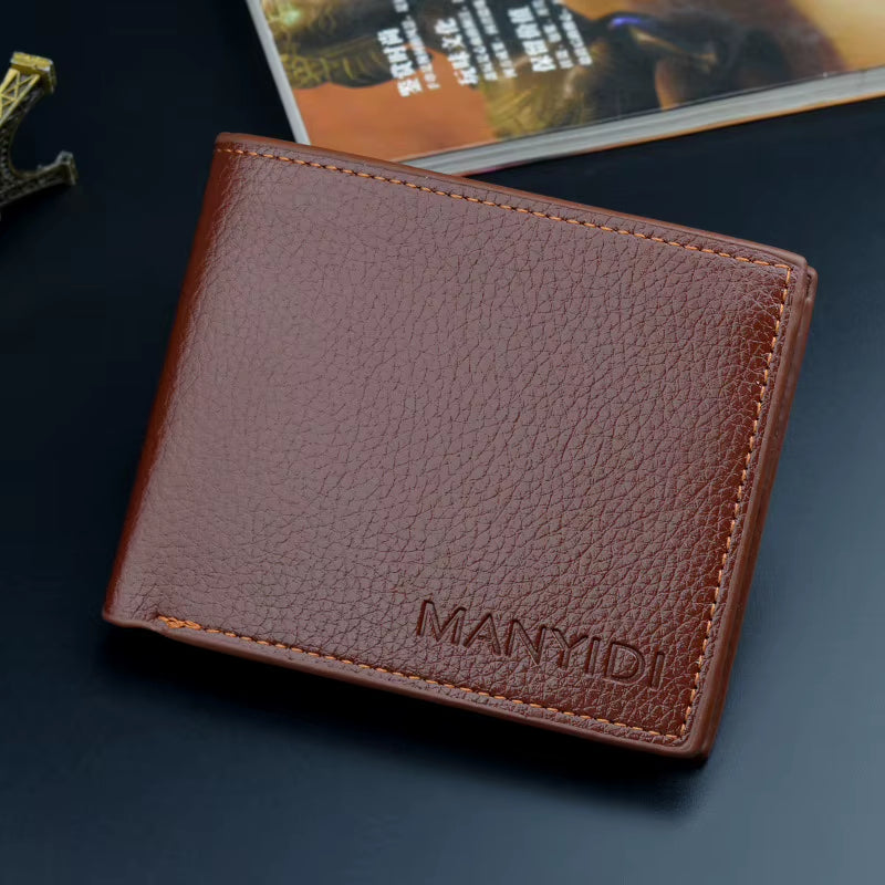 Men's Slim Bifold Wallet - Lychee Texture Soft Faux Leather – image 7