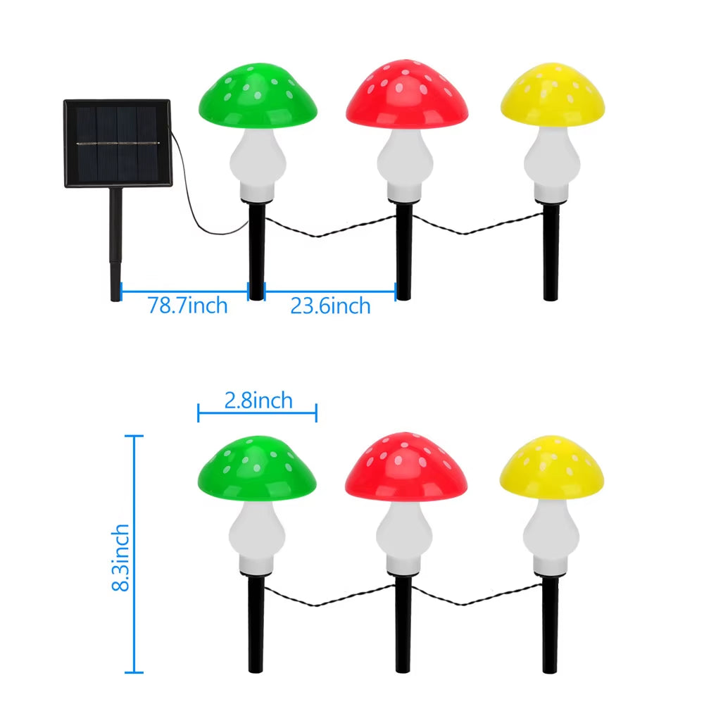 Solar Mushroom Garden Light - 8 Mode Waterproof Pathway Lamp