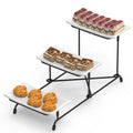 3-Tier Serving Tray Stand, Melamine Platters with Metal Dessert Stand