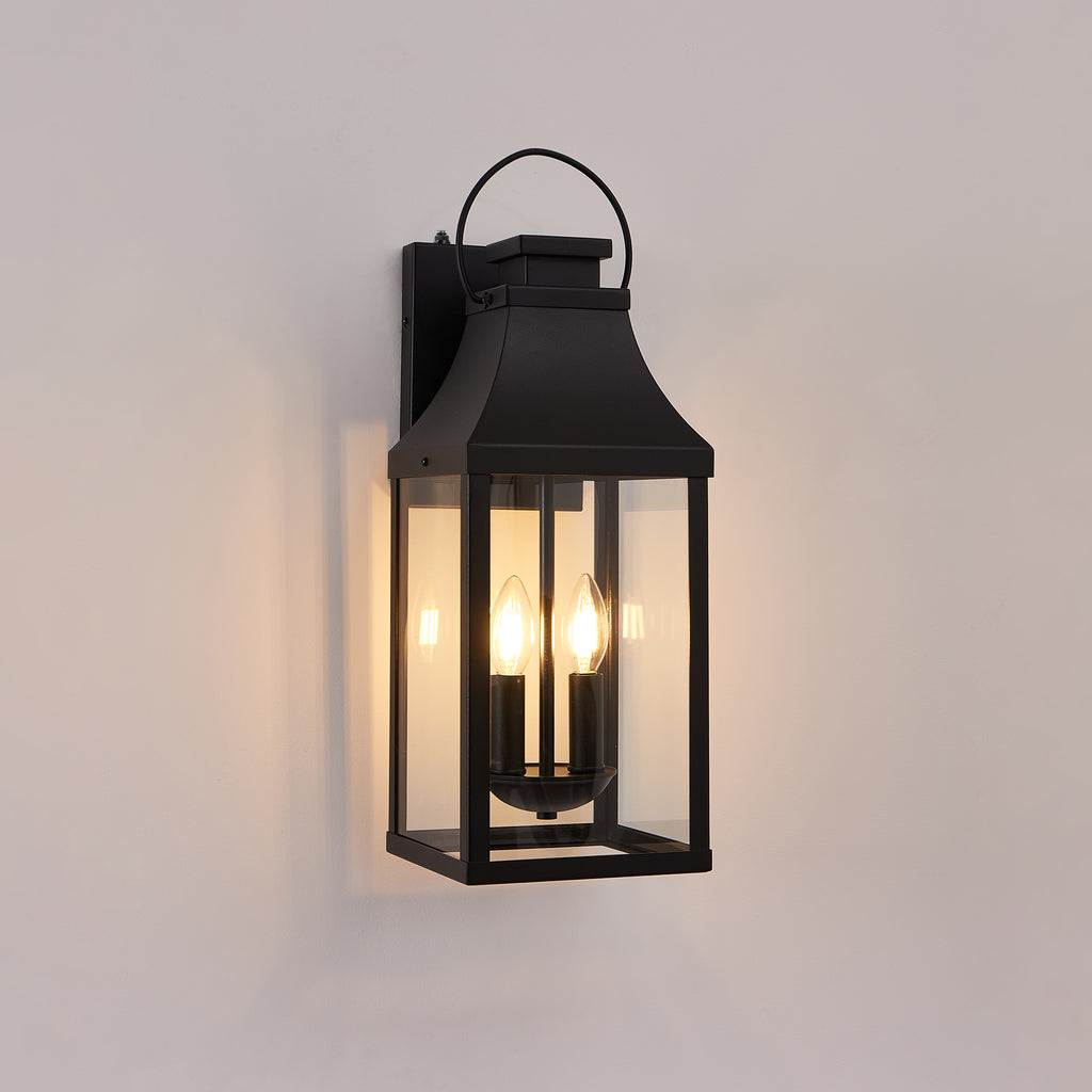 20 Inch Dusk to Dawn Outdoor Wall Light, Black 2-Light Porch Lantern – image 1