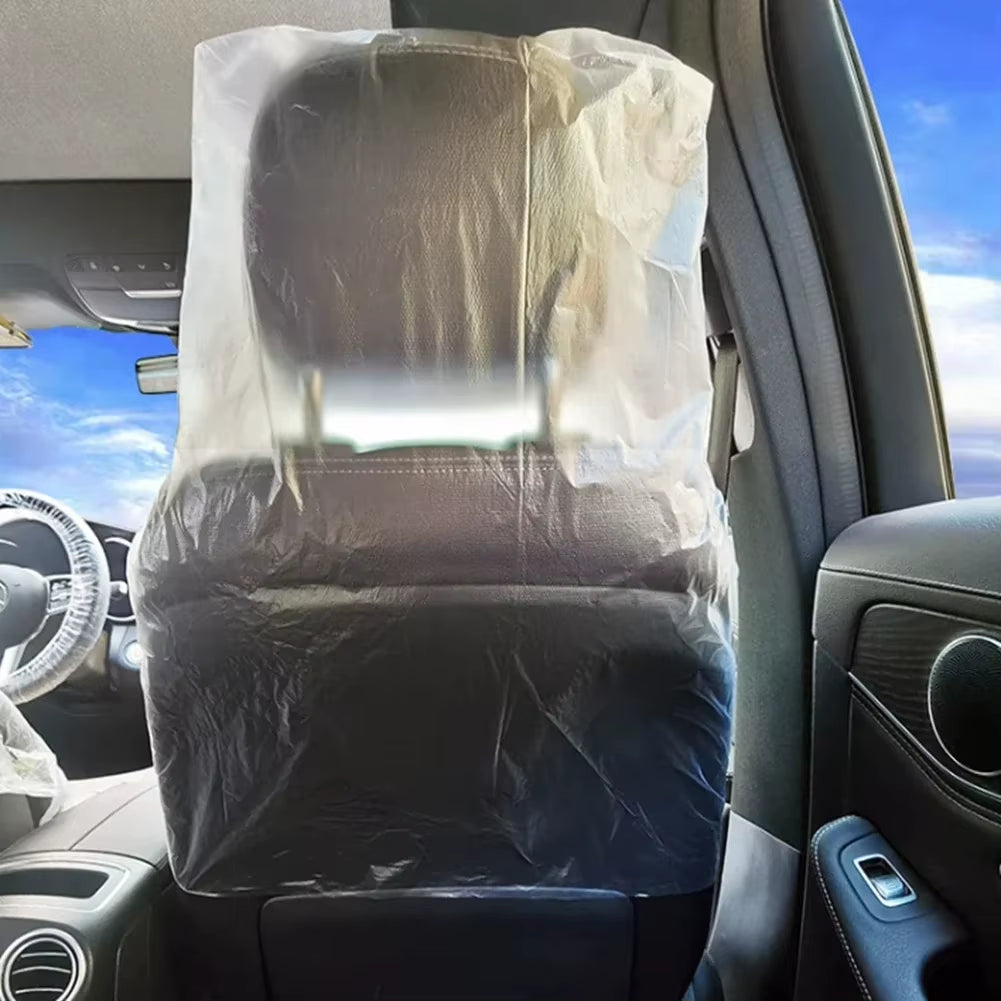 Disposable Car Seat Covers 100-Pack, Clear Plastic Seat Protectors – image 4