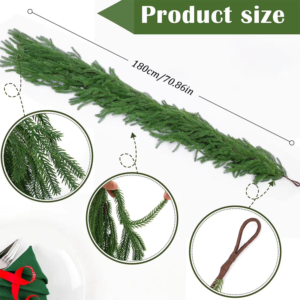 Faux Cedar Christmas Garland for Mantel, Stairs and Table – image 1