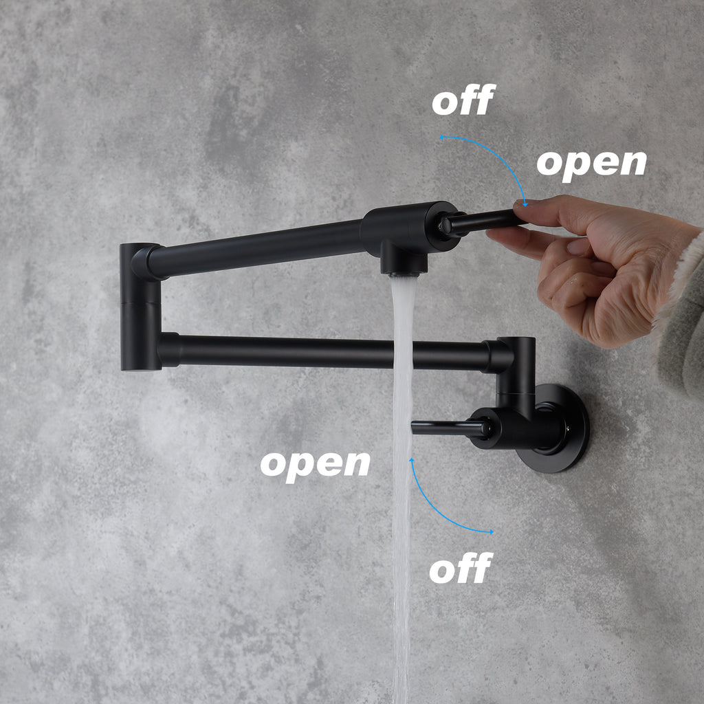 Wall-Mount Pot Filler Faucet, Folding Swivel Spout, Brass, Matte Black – image 7