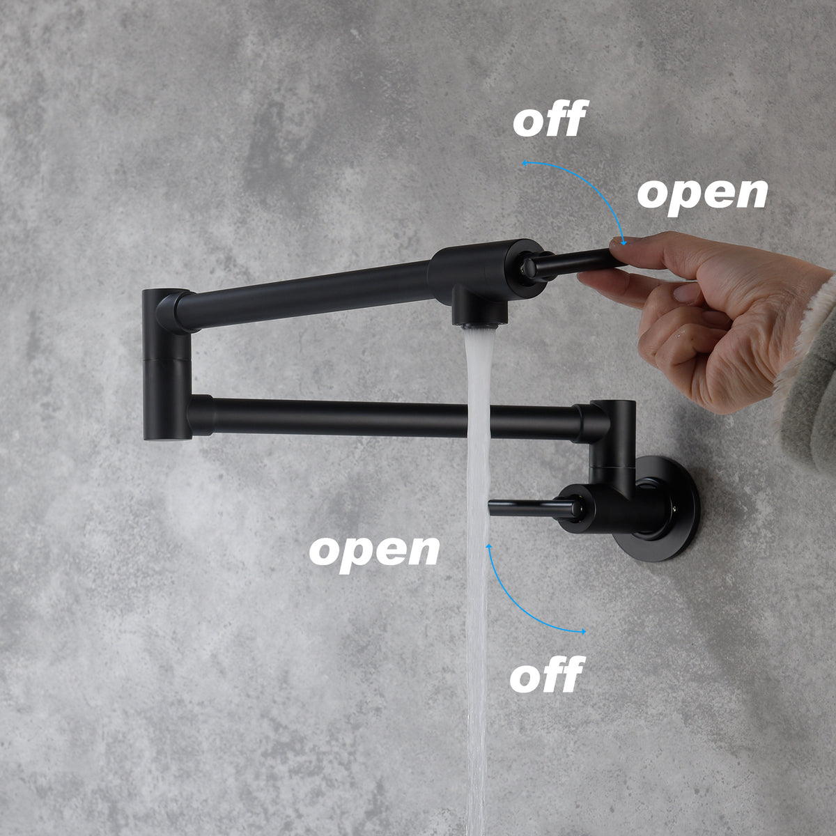 Wall-Mount Pot Filler Faucet, Folding Swivel Spout, Brass, Matte Black – image 7