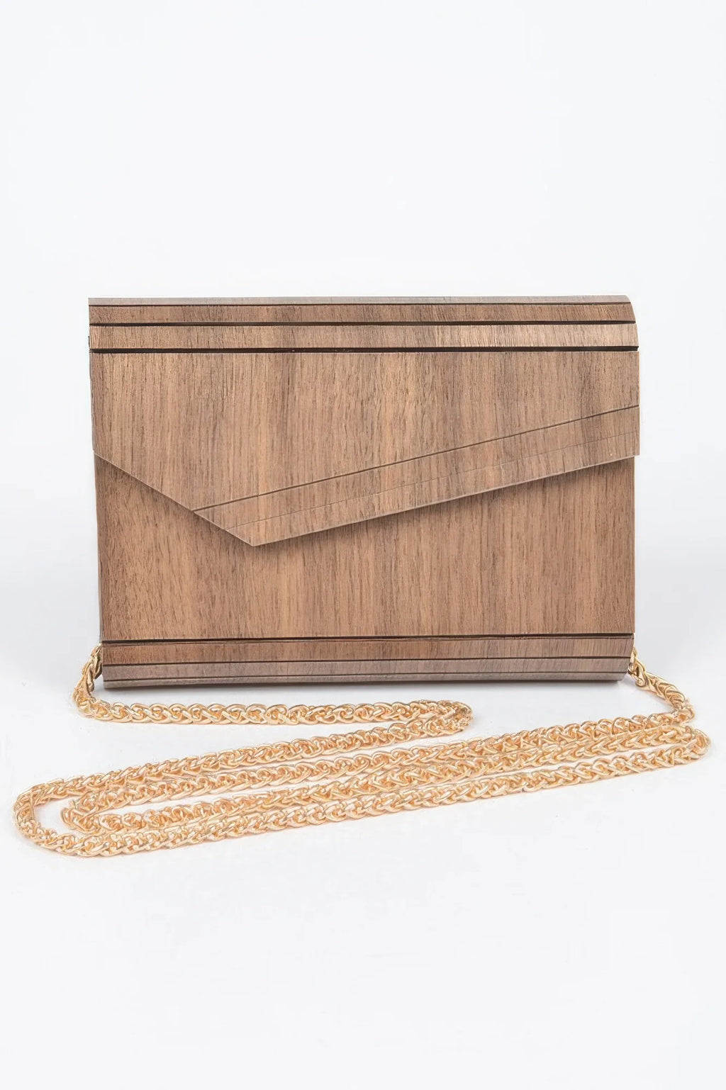 Wooden Clutch Purse, Hard Shell Evening Bag, Natural