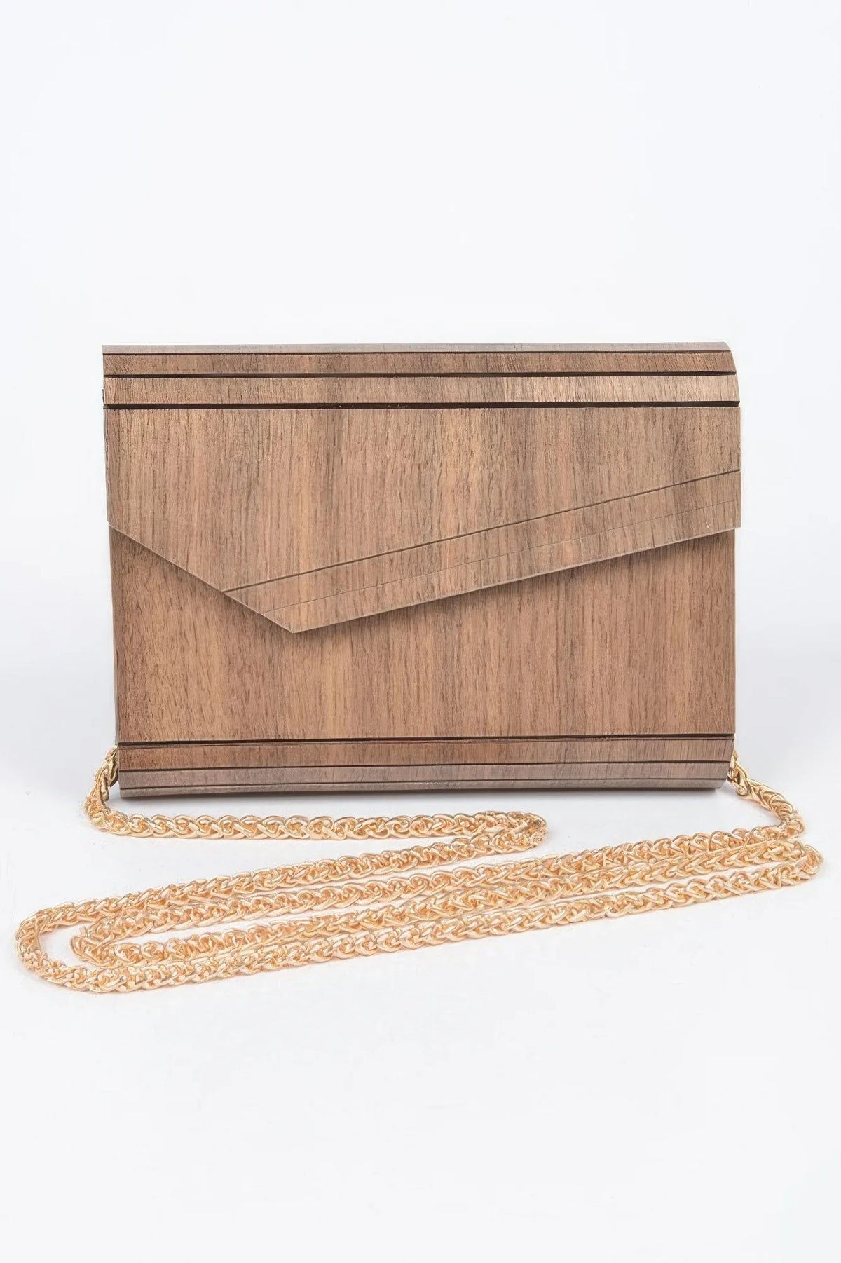 Wooden Clutch Purse, Hard Shell Evening Bag, Natural