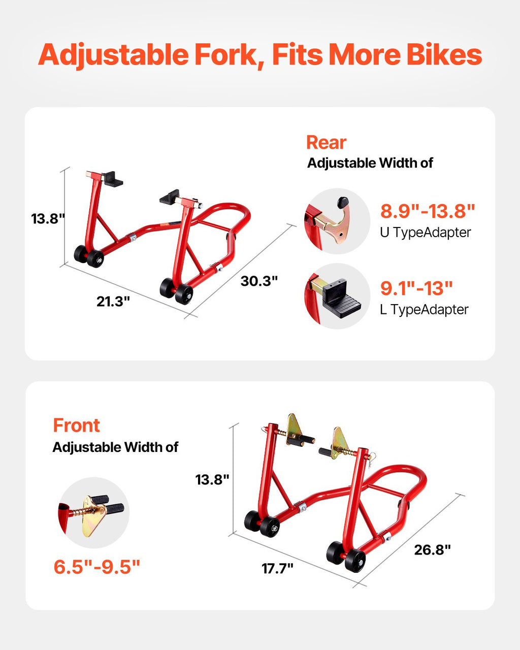 Motorcycle Front and Rear Paddock Stand Set, 850 lb Capacity – image 2