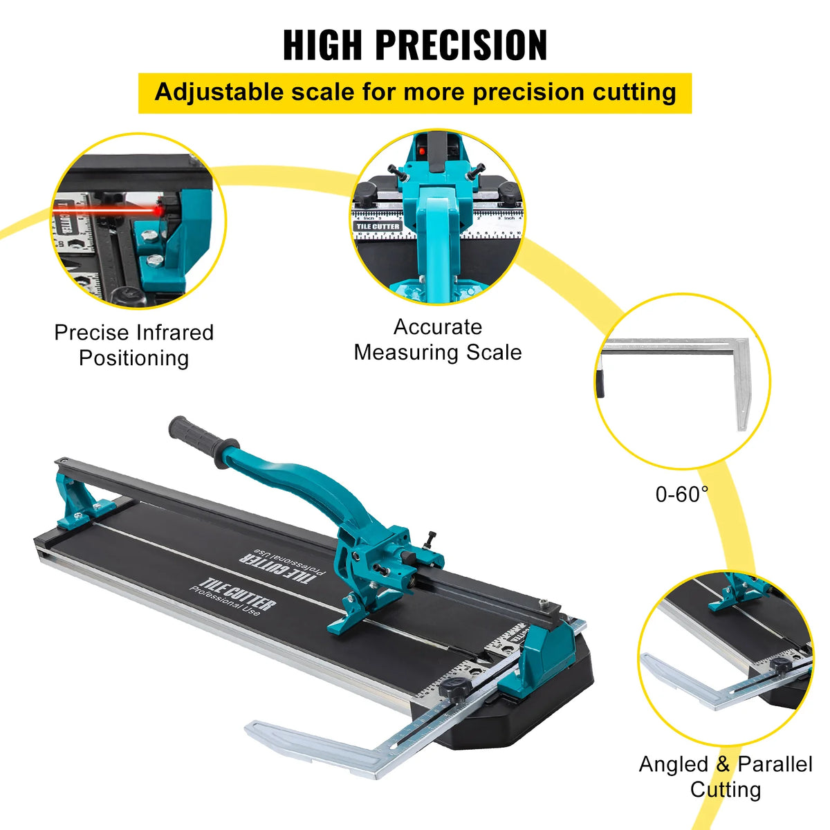 Manual Tile Cutter 31 in, Laser Guide Single Rail Cutter – image 4