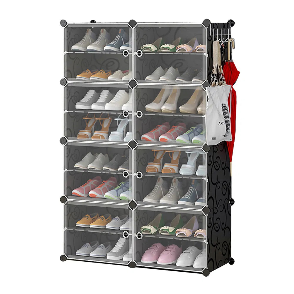 8-Tier 2-Row Shoe Cabinet Tower with Clear Doors, 32 Pairs – image 1