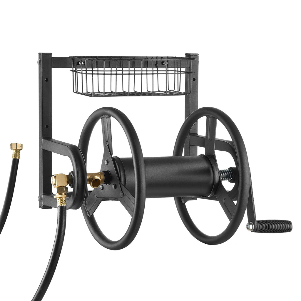 Wall Mounted Garden Hose Reel 125 ft with Brass Fitting and Basket – image 8