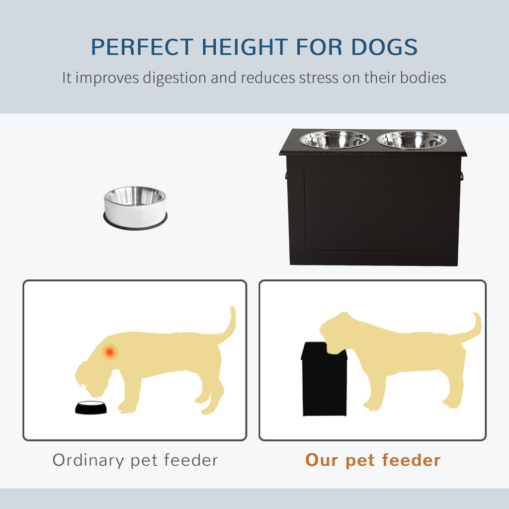 Raised Dog Feeding Station with Storage and 2 Stainless Steel Bowls – image 6