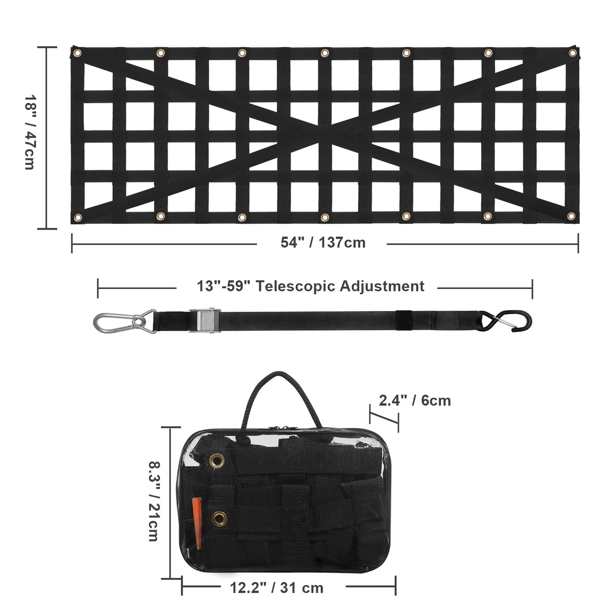 Tailgate Net 54 x 18 in, Heavy Duty Truck Bed Cargo Net with 4 Straps – image 8