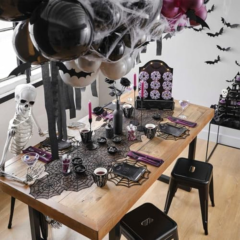 Halloween Table Runner – Black Lace Spider Web, 18 x 72 in – image 2