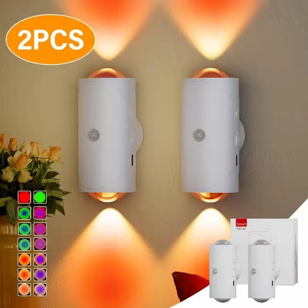 Motion Sensor Wall Light, USB-C Rechargeable Night Lamp, 2 Pack