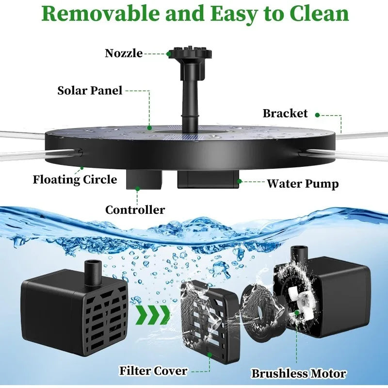 Solar Fountain Pump for Bird Bath and Pond, 6 Nozzles – image 3