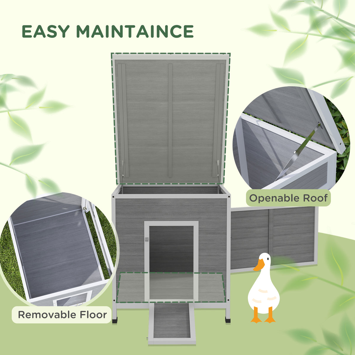 Wooden Duck & Chicken Coop with Openable Roof and Ramp, 2-4 Birds – image 3