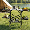 Folding Camp Kitchen Prep Station with Side Shelves and Storage Rack – image 1