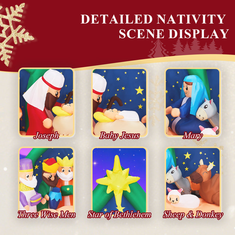 9 Ft Inflatable Nativity Scene With LED Lights for Yard Display – image 9