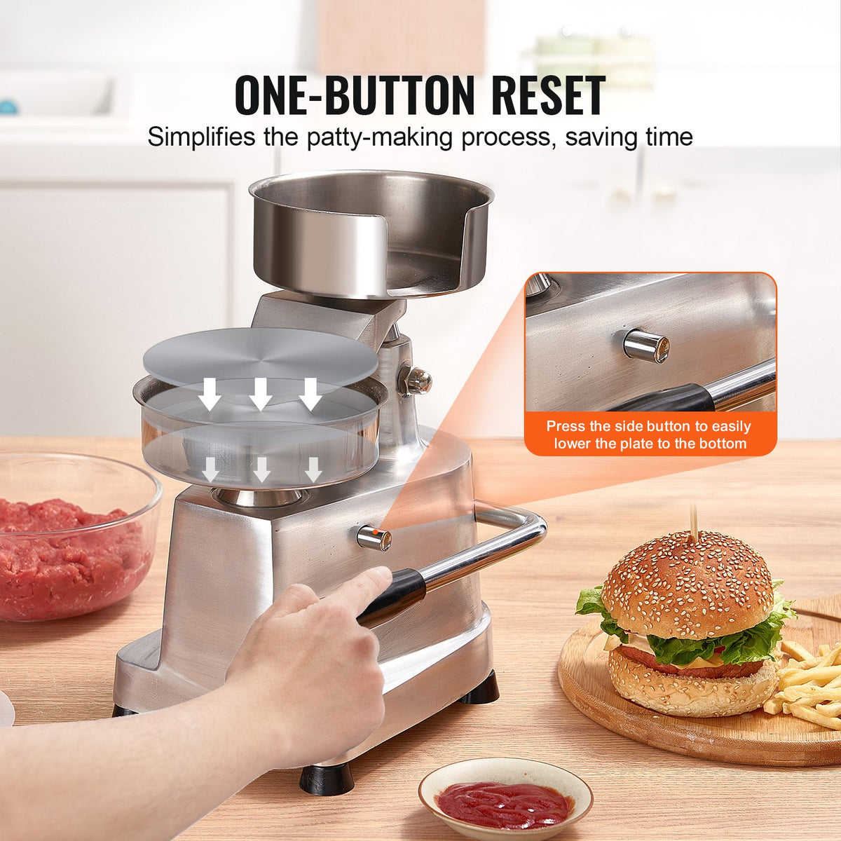 Commercial Burger Patty Press Machine, 5 in Mold with 1000 Patty Papers – image 6