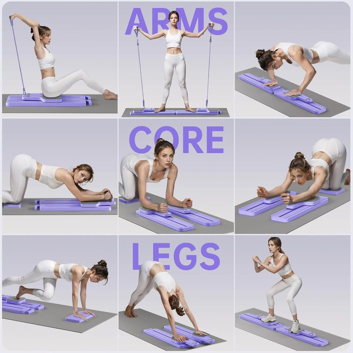 Pilates Reformer Board 7-in-1, Foldable Home Workout Set with Bands – image 7