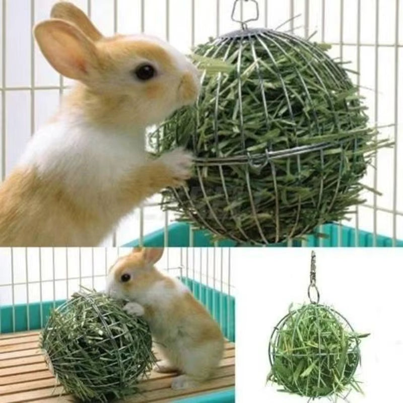 Hay Ball Feeder - Stainless Steel Hanging Hay Rack for Small Pets – image 2