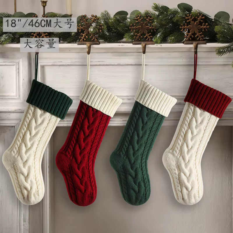 Knitted Christmas Stocking - Large 18 Inch Hanging Stocking