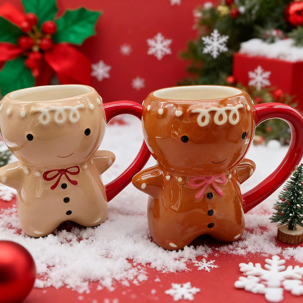 Gingerbread Man Ceramic Mug, 3D Christmas Cup 300 ml – image 2
