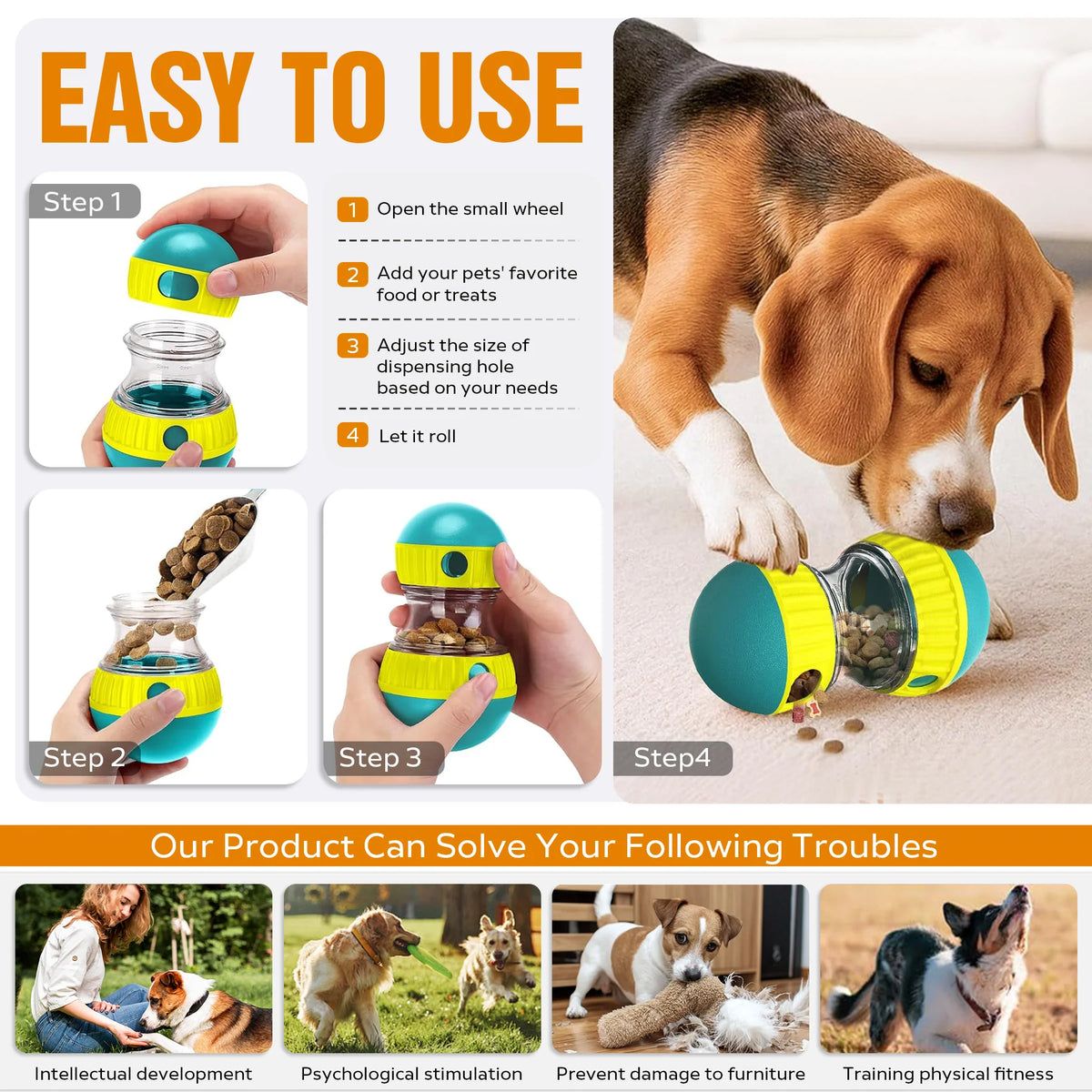 Treat Dispensing Dog Ball - Adjustable Slow Feeder Puzzle Toy – image 8