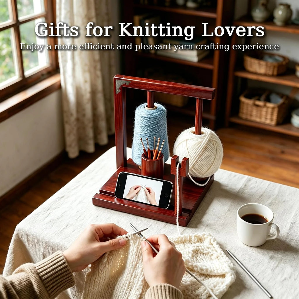 Wooden Yarn Holder with Double Magnetic Spindles for Crocheting – image 6