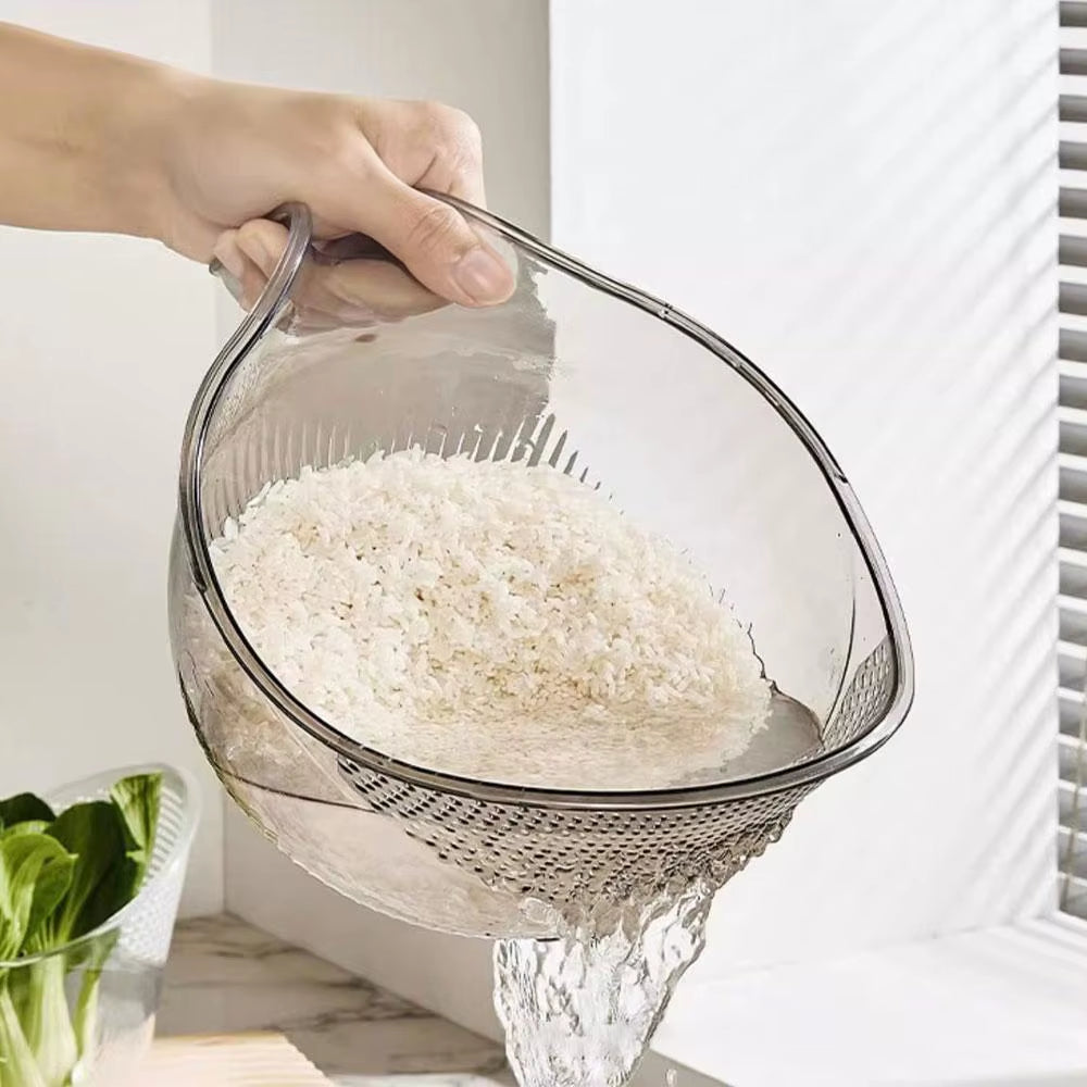 Rice Washing Bowl with Side Drainer, Colander for Fruit and Beans – image 3