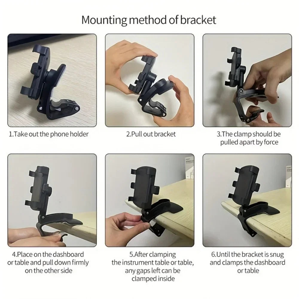 Dashboard Car Phone Holder – 360° Rotating Clip Mount – image 13