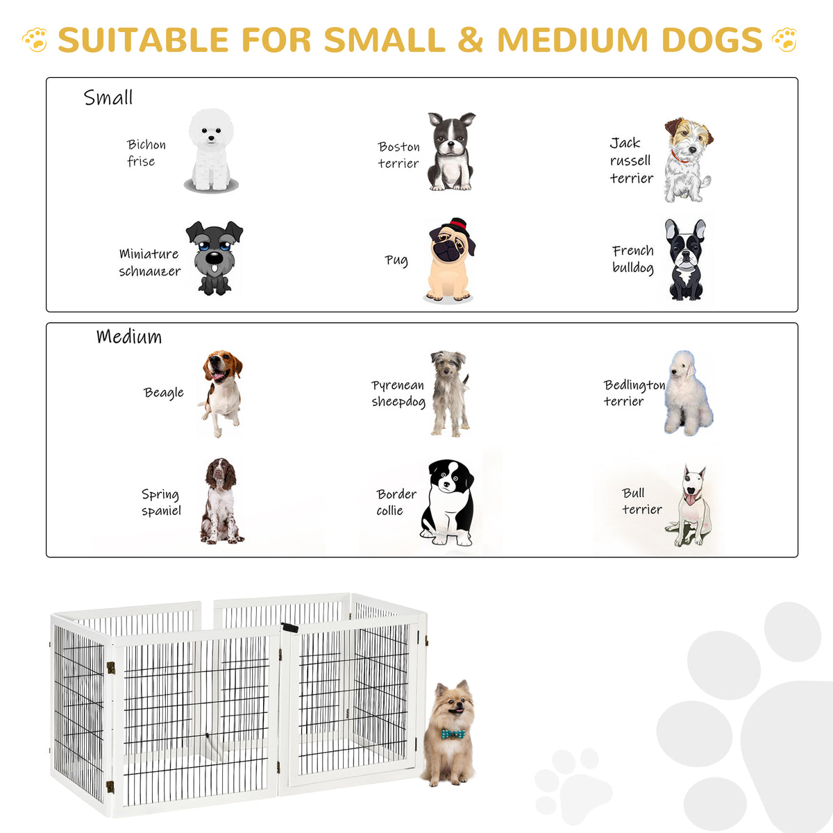 6 Panel Freestanding Wooden Pet Gate with Support Feet – image 8