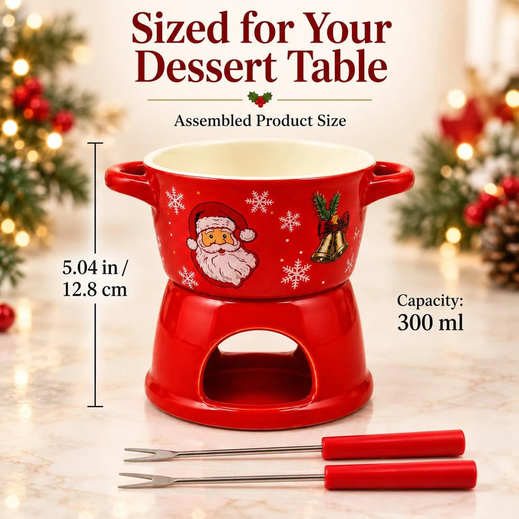 Christmas Ceramic Chocolate Fondue Mug Set with 2 Forks, 300 ml – image 7