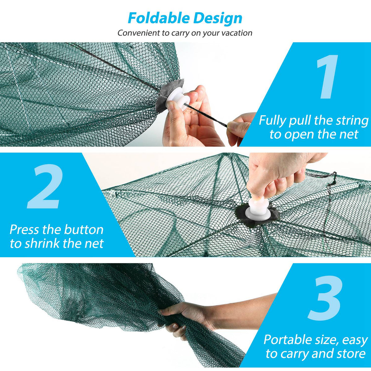 Foldable Fishing Bait Trap Net with 6 Entrances – image 8