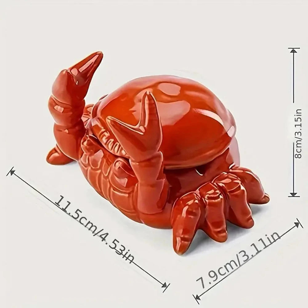 Crab Ceramic Ashtray with Lid - Cute Windproof Ashtray