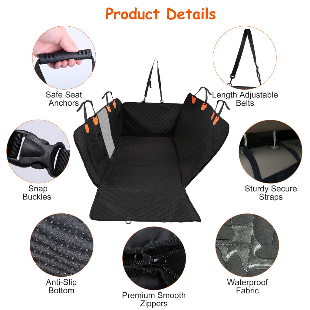 Dog Car Seat Cover for Back Seat, Waterproof Hard-Bottom Extender – image 8