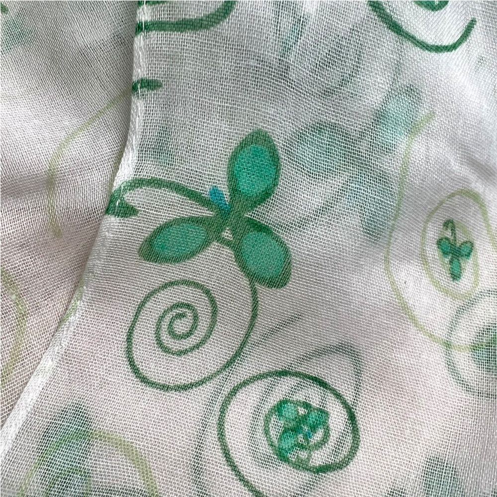 Skinny Scarf, Lightweight Sheer White Printed Scarf, 60 x 11 in – image 3
