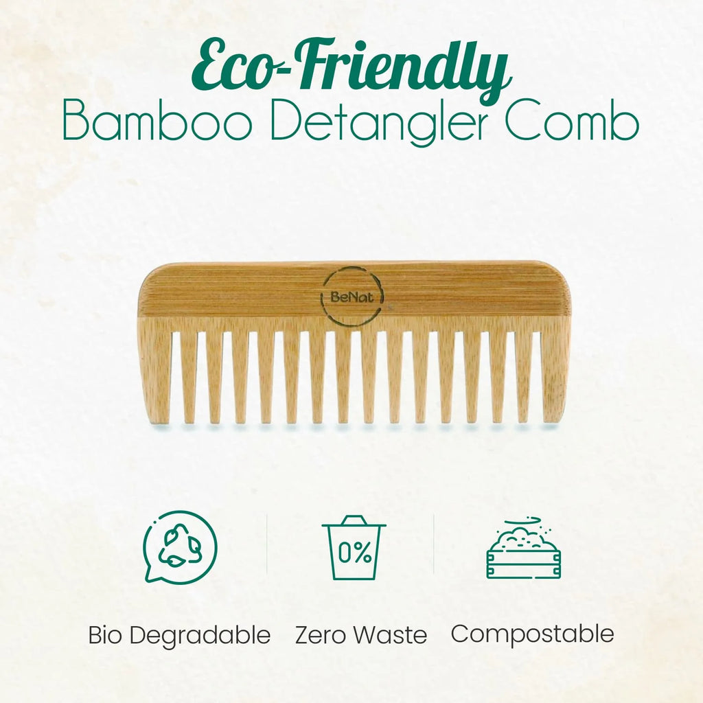 Bamboo Hair Comb – Natural Wooden Detangling Comb – image 4