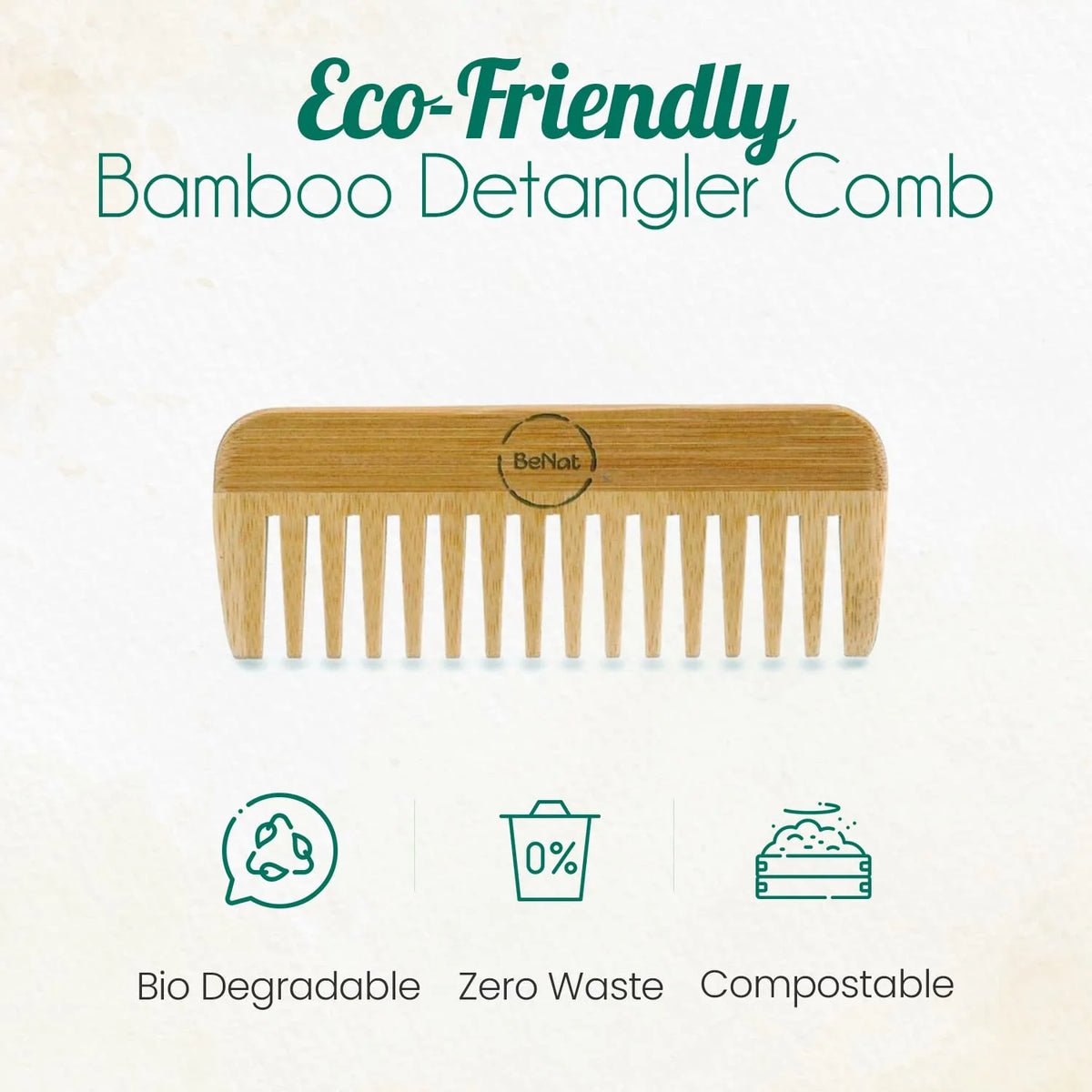 Bamboo Hair Comb – Natural Wooden Detangling Comb – image 4
