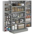 Kitchen Pantry Cabinet with 12 Door Spice Racks, 5-Tier, Gray
