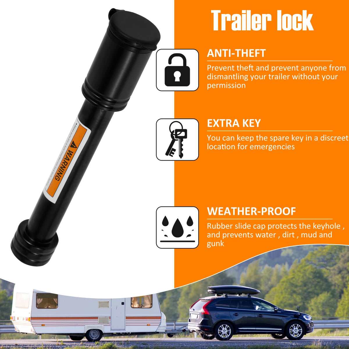 Trailer Hitch Lock – 5/8 in Receiver Pin Lock with 2 Keys – image 2