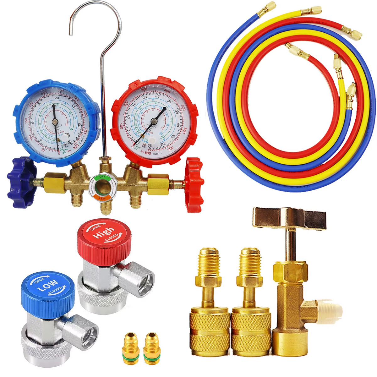 HVAC Refrigerant Manifold Gauge Set, R410A R22 R134A