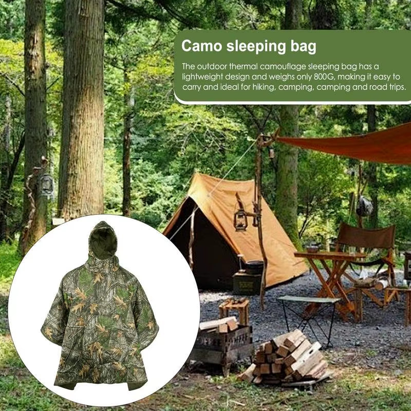 Wearable Sleeping Bag Poncho for Camping, Hooded Warm Cape Blanket – image 5