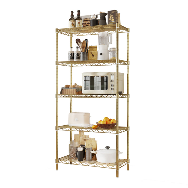 5-Tier Storage Shelf - Adjustable Gold Metal Shelving Unit, 551 lb – image 4